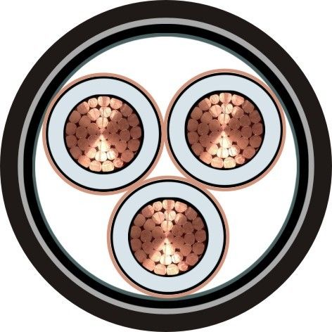 Le √ N2XSEY 6/10 (12) kilovolts, 3 le noyau de cuivre, XLPE a isolé avec le cable électrique moyen de tension de gaine de PVC
