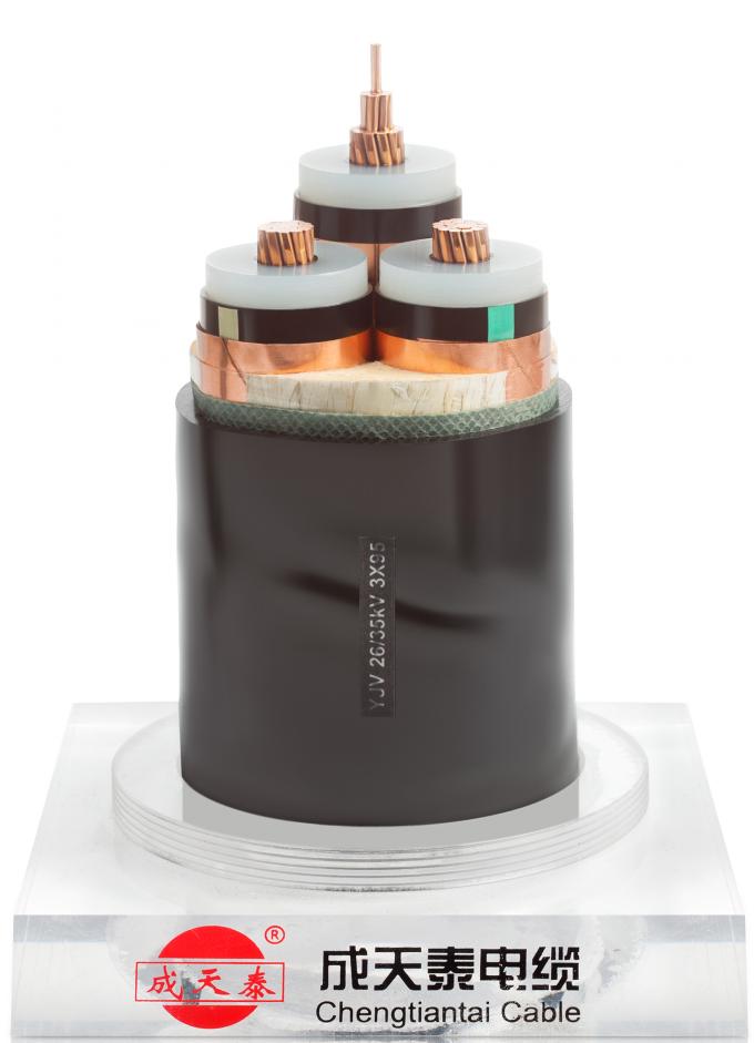 N2XSEY 6/10 (12) kilovolts, 3 le noyau de cuivre, XLPE a isolé avec le cable électrique moyen de tension de gaine de PVC